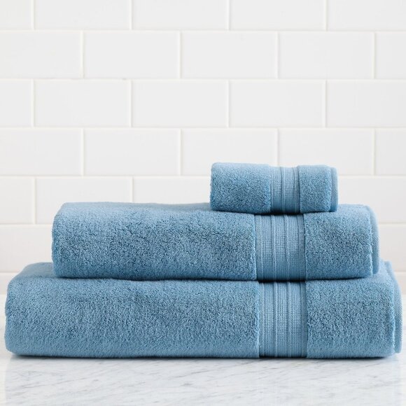 NEW Pottery Barn Hydrocotton Quick Dry 3 Blue Washcloths Cotton Made in Turkey - Picture 4 of 8